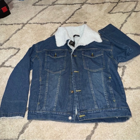 Zaful Sherpa Denim Jacket Size 8 NWT - Picture 1 of 6
